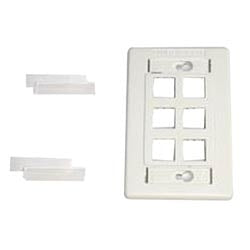 Belden AX101440 Interface Faceplate Flush Mount 6-Port Almond