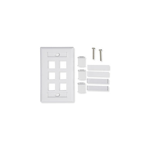 Belden AX102251 KeyConnect Single-Gang Faceplate, 6-Port, Electric White