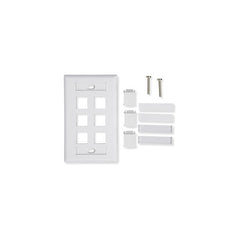 Belden AX102251 KeyConnect Single-Gang Faceplate, 6-Port, Electric White