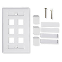 Belden AX102251 KeyConnect Single-Gang Faceplate, 6-Port, Electric White