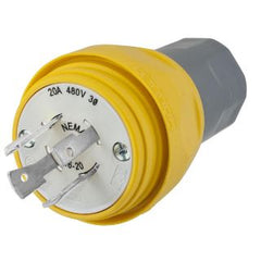Hubbell Wiring Device-Kellems HBL26W76 HWD 3-Phase Dust-Tight Grounding Male Watertight Locking Plug 480 VAC 20 A NEMA L16-20P