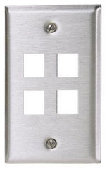 Hubbell SSF14 Phone/Data/Multimedia Faceplate, Stainless Steel 4-Port