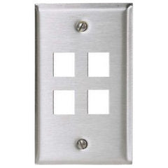 Hubbell SSF14 Phone/Data/Multimedia Faceplate, Stainless Steel 4-Port