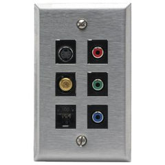 Hubbell SSF14 Phone/Data/Multimedia Faceplate, Stainless Steel 4-Port