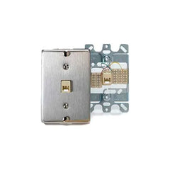 Leviton 40223-S Telephone Wall Jack, 6P4C, Quick Connect, Stainless Steel