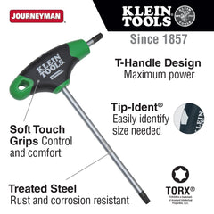Klein JTH6T30 T30 Torx Hex Key with Journeyman T-Handle, 6-Inch