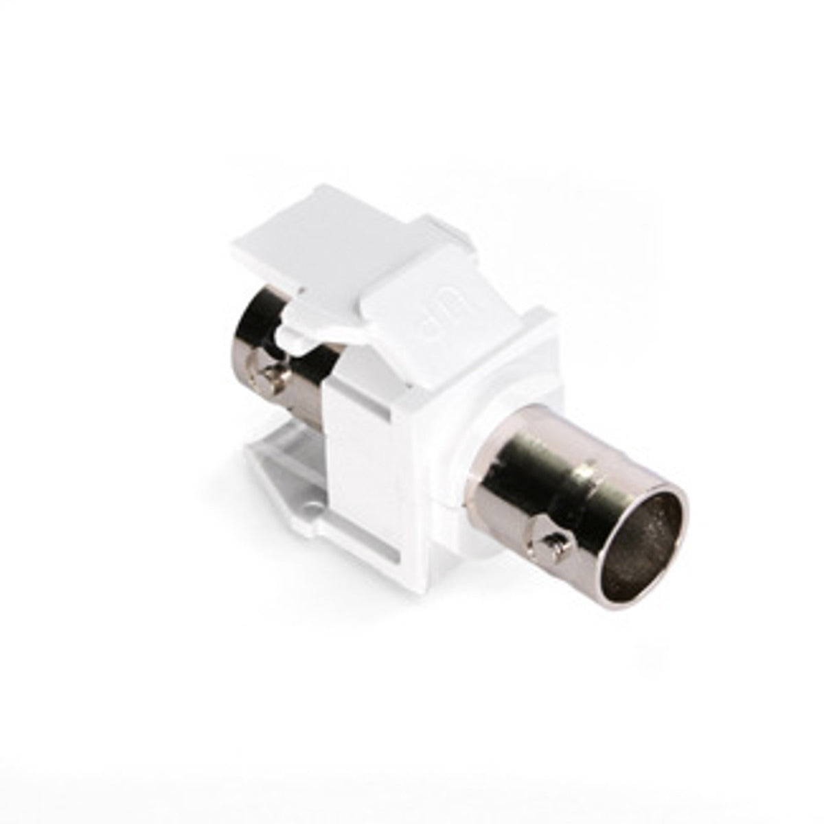 Leviton 41084-BWF BNC Feedthrough QuickPort Connector, Nickel-Plated, 50 Ohm, White Housing