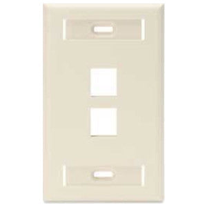 Leviton 42080-2TS QuickPort Wall Plate with ID Windows 2-Port Light Almond