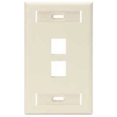 Leviton 42080-2TS QuickPort Wall Plate with ID Windows 2-Port Light Almond