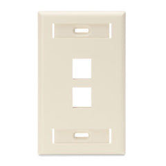 Leviton 42080-2TS QuickPort Wall Plate with ID Windows 2-Port Light Almond