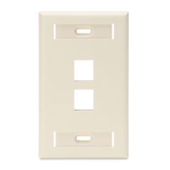 Leviton 42080-2TS QuickPort Wall Plate with ID Windows 2-Port Light Almond