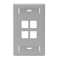Leviton 42080-4GS QuickPort 4-Port Standard Size Wallplate With ID Window