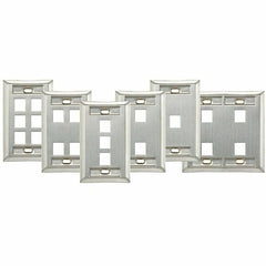 Leviton 43080-1L4 4-Port Single-Gang Wall Plate with Stainless-Steel ID