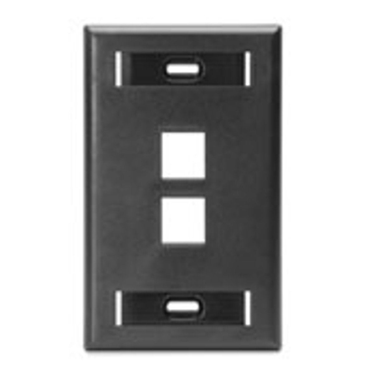 Leviton 42080-2ES Single Gang QuickPort Wall Plate with ID Windows, 2-Port, Black