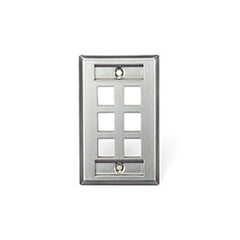 Leviton 43080-1L6 Stainless Steel QUICKPORT Wallplate, Single-Gang, 6-Port