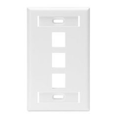 Leviton 42080-3WS Single-Gang QuickPort Wall Plate with ID Windows 3-Port White