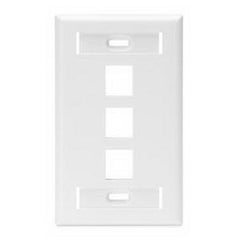 Leviton 42080-3WS Single-Gang QuickPort Wall Plate with ID Windows 3-Port White