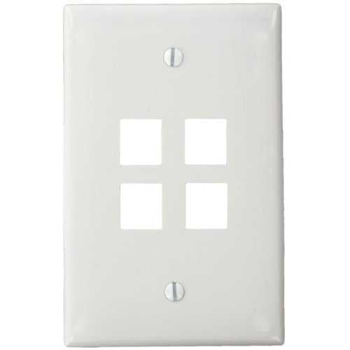 Leviton 41091-4WN QuickPort Midsize Wallplate 4-Port White