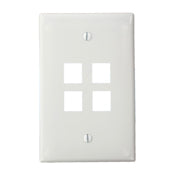 Leviton 41091-4WN QuickPort Midsize Wallplate 4-Port White