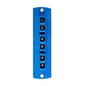 Leviton 5F100-6LC SDX Precision Molded Plate, Single-Mode OS2, Duplex SC, 6-Fibers, Zirconia Ceramic Sleeve, Blue