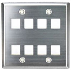Leviton 43080-2S8 Wall Plate 8-Port Double-Gang Stainless Steel