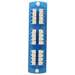Leviton 5F100-4LL SDX Precision Molded Plate, Single-mode OS1/2, Quad LC, 24 fibers, Zirconia Ceramic Sleeve, Blue