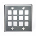 LEVITON 43080-S12 Wall Plate, 12-Port Double-Gang, Stainless Steel