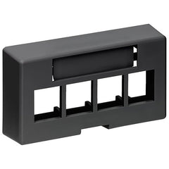 Leviton 49910-EE4 QUICKPORT Modular Furniture Ext. Depth Faceplate, 4-Port, Black