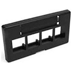 Leviton 49910-SE4 QuickPort Modular Furniture Faceplate, 4-Port, Black