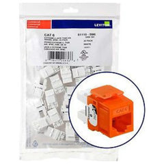 Leviton 61110-BO6 eXtreme CAT6 QuickPort Jack QuickPack, 25-Pack, Orange