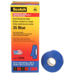 Scotch 35-BLUE-3/4X66FT Vinyl Electrical Color Coding Tape 66 ft x 3/4 Inch Blue