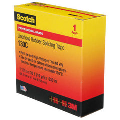 Scotch 130C-1-1/2X30FT Linerless Rubber Splicing Tape Black 30 ft x 1-1/2 in