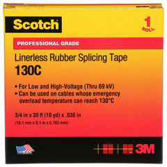 Scotch 130C-3/4X30FT 3M 130C Scotch® 3/4 x 30ft Linerless Rubber Splicing Tape, Black