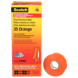 Scotch 35-ORANGE-3/4X66FT Scotch® Vinyl Electrical Color Coding Tape 66 ft. x 3/4 inch