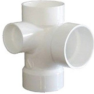 Charlotte Pipe 416 Plastic DWV Sanitary Tee With Left Side Inlet, 3 inch x 3 inch x 3 inch x 2 inch, PVC, Hub