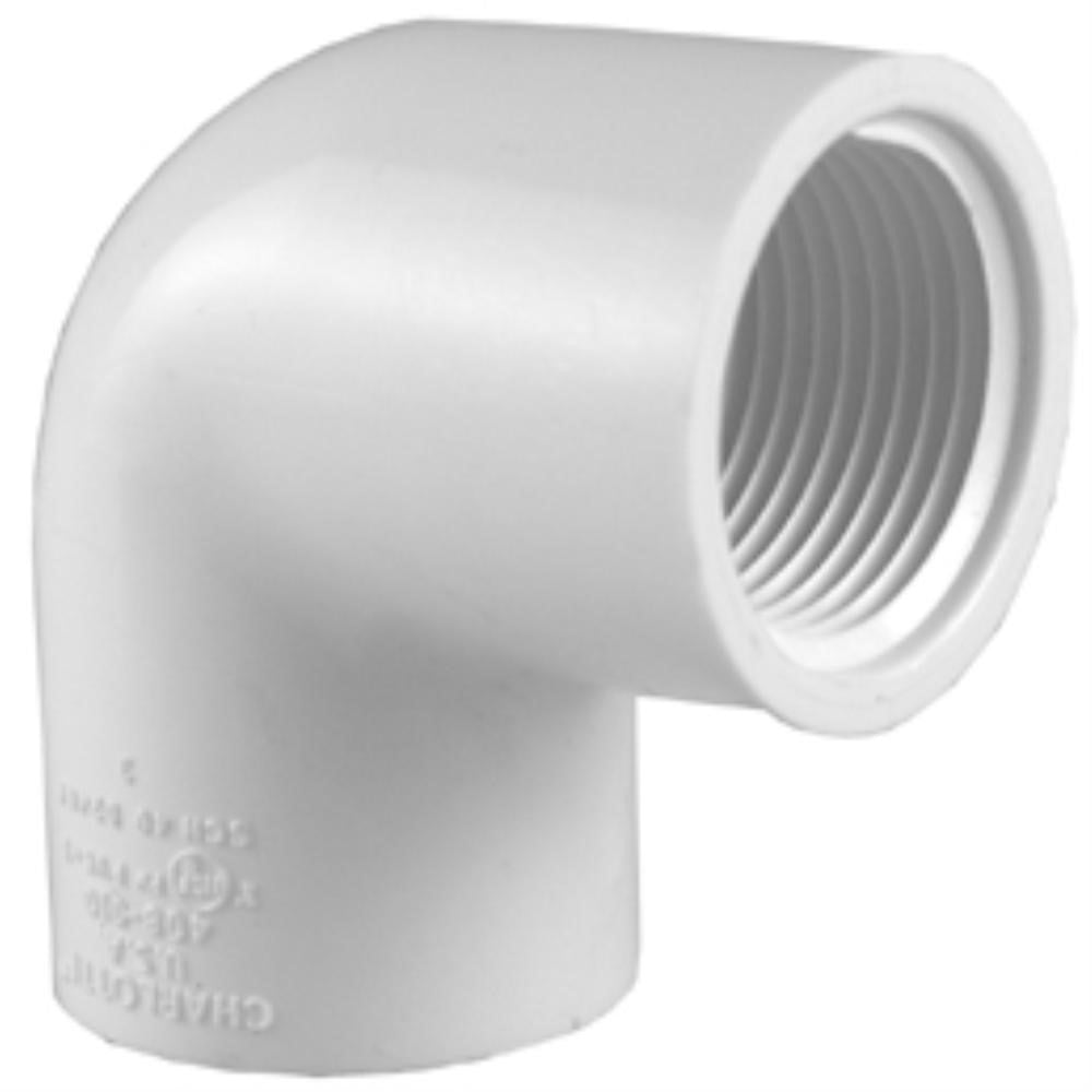 Charlotte Pipe PVC023021000 Plastic Elbow 90 Degree 1 inch x 1 inch Female NPT Thread x Female NPT Thread Schedule 40