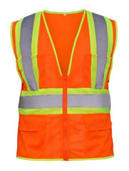 SAS Safety 692-2111 Flame Retardant Safety Vest, Class 2 Orange with 2 inch Reflective Contrasting Trim, 2X-Large