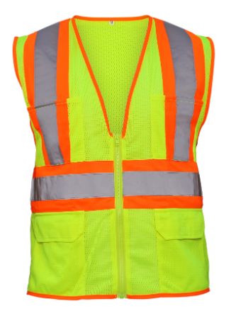 SAS Safety 690-2109 Flame Retardant Safety Vest Class 2 Yellow with 2 Inch Reflective Contrasting Trim Large