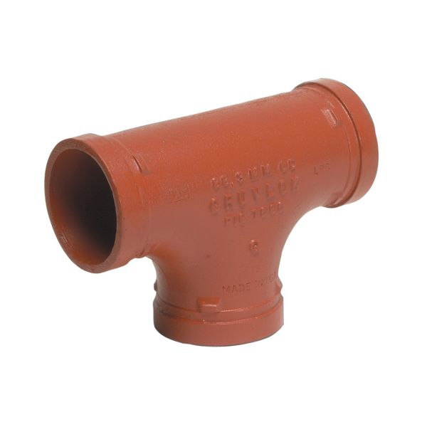 Anvil 390016921 FIG 7060 Pipe Tee, 6 in, Grooved, Ductile Iron, Rust Inhibiting Paint