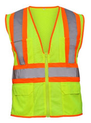 SAS Safety 690-2111 Flame Retardant Safety Vest, Class 2 Yellow with 2 inch Reflective Contrasting Trim, 2X-Large