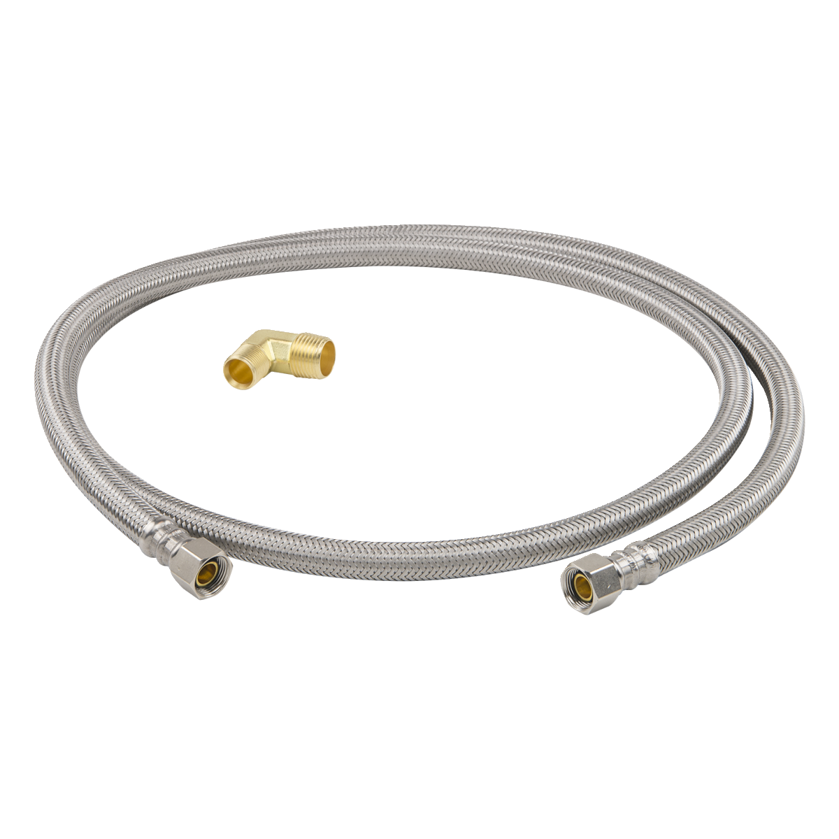 BrassCraft PLS1-60DW6 F 3/8 in. Comp. x 3/8 in. Comp. with 3/4 in. Garden Hose Elbow x 60 in. Braided Stainless Steel Dishwasher Connector