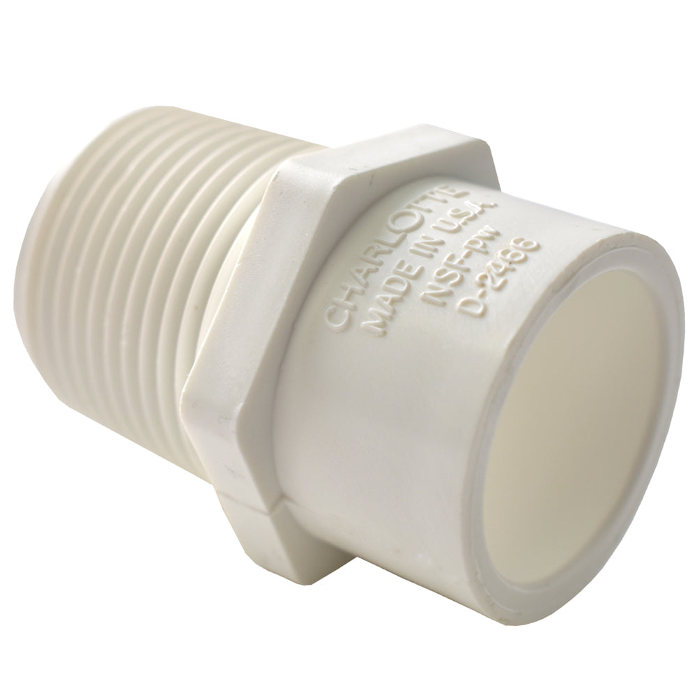 Charlotte Pipe PVC021101100 Plastic Adaptor 1-1/4 Inch x 1-1/2 Inch Male NPT Thread x Socket Schedule 40