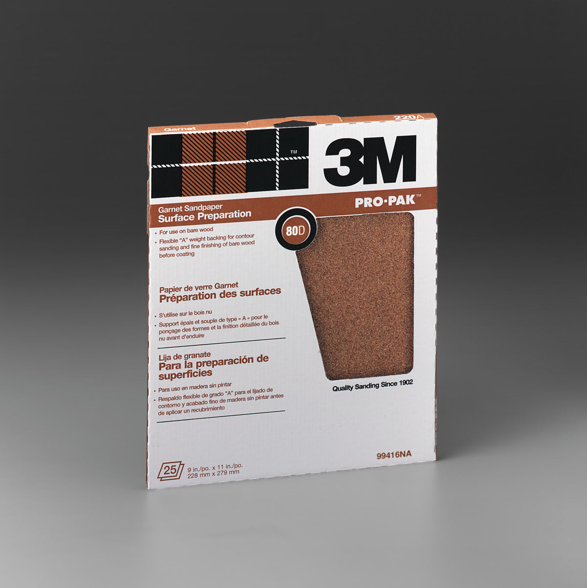 3M 7000126422 80G 9 x 11 Garnet Sandpaper