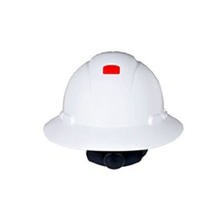 3M H-801R-UV-EA H-800 Full Brim Unvented Hard Hat With Uvicator Sensor White HDPE 4-Point Ratchet Suspension Class E and G