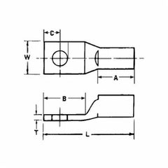 ABB CTL20-38 T&B CU TP 1HL LUG SHRTBRL 2/0 3/8B BLK
