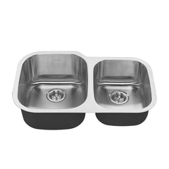 American Standard 18CR.9322100S.075 Portsmouth® 31-7/16 x 20-7/16 in. No Hole Stainless Steel Double Bowl Undermount Kitchen Sink