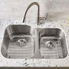 American Standard 18CR.9322100S.075 Portsmouth® 31-7/16 x 20-7/16 in. No Hole Stainless Steel Double Bowl Undermount Kitchen Sink