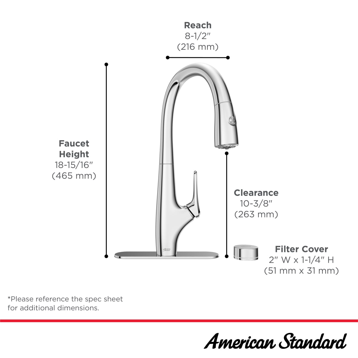 American Standard 4902330.002 Saybrook Single-Handle Pull-Down Dual Spray Kitchen Faucet 1.5 gpm/5.7 L/min With Filter