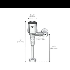 American Standard 6245051.002 Ultima Selectronic Exposed Urinal Flush Valve, Diaphragm Type, Battery, 0.5 gpf/1.9 Lpf