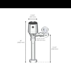 American Standard 6247121.002 Ultima Selectronic Exposed Toilet Flush Valve, Diaphragm Type, Battery, 1.28 gpf/4.8 Lpf